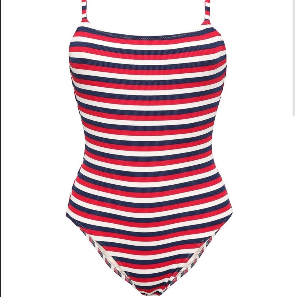 Solid & Striped the nina striped ribbed swimsuit